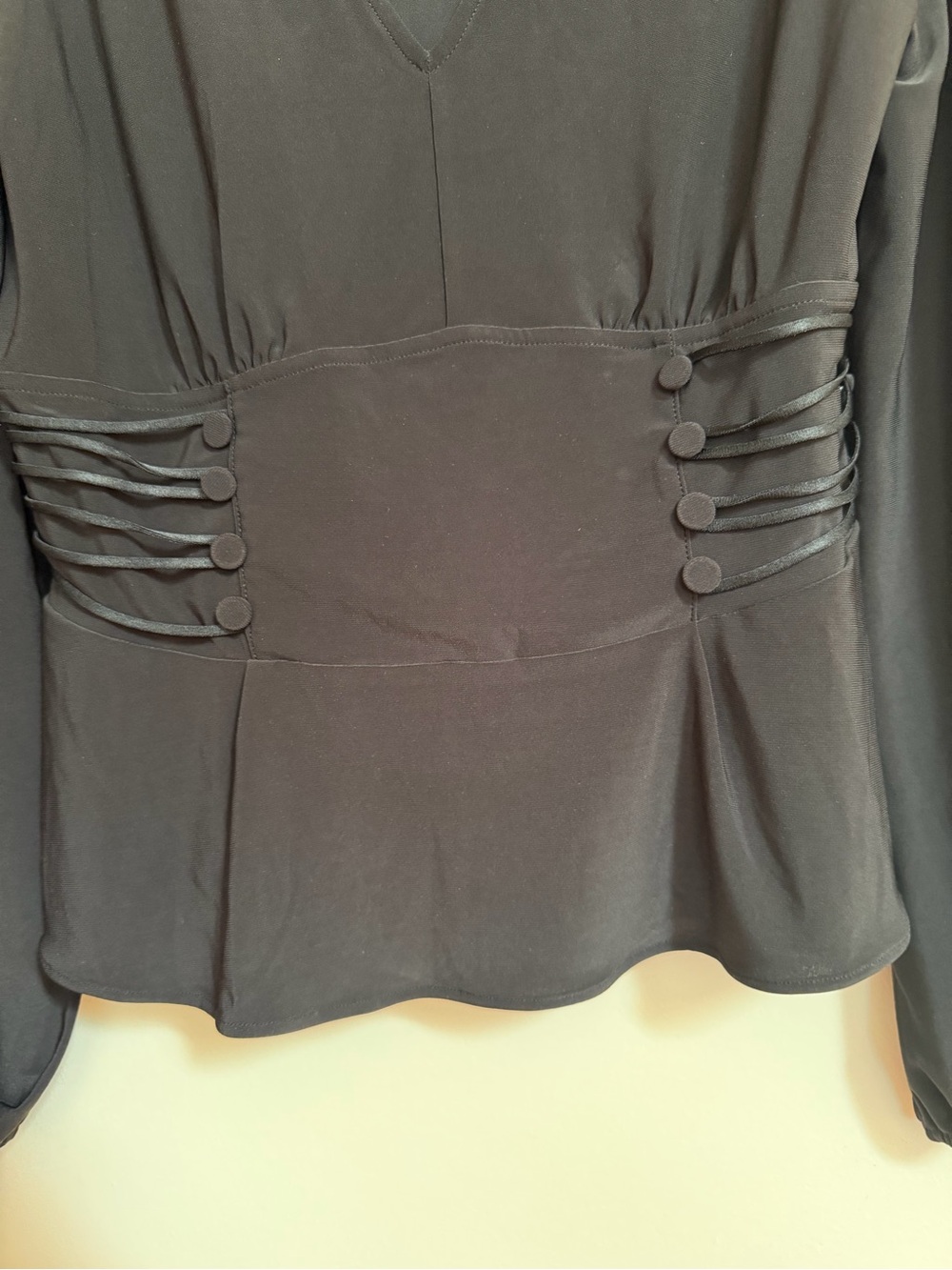 White House Black Market Black V-Neck Long-Sleeve Top - Picture 5 of 5